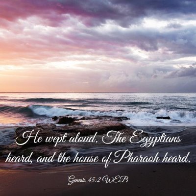 Picture 03 - Genesis 45:2 WEB - He wept aloud. The Egyptians heard, and the house - Bible Verse Picture