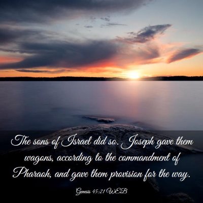 Picture 03 - Genesis 45:21 WEB - The sons of Israel did so. Joseph gave them - Bible Verse Picture