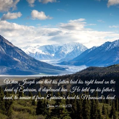 Picture 03 - Genesis 48:17 WEB - When Joseph saw that his father laid his right - Bible Verse Picture