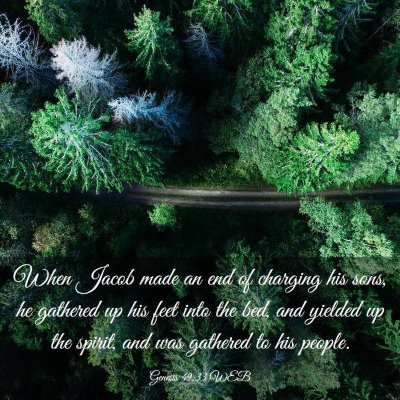 Picture 03 - Genesis 49:33 WEB - When Jacob made an end of charging his sons, he - Bible Verse Picture