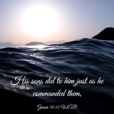 Picture 03 - Genesis 50:12 WEB - His sons did to him just as he commanded - Bible Verse Picture