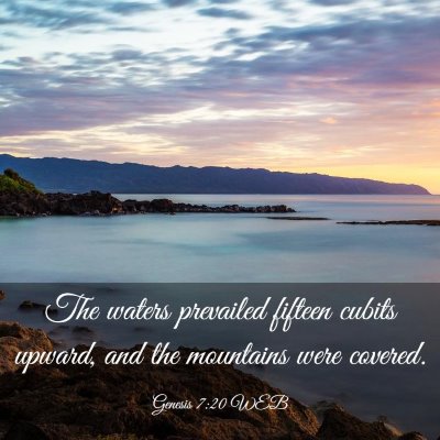 Picture 03 - Genesis 7:20 WEB - The waters prevailed fifteen cubits upward, and - Bible Verse Picture