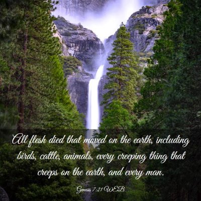 Picture 03 - Genesis 7:21 WEB - All flesh died that moved on the earth, including - Bible Verse Picture