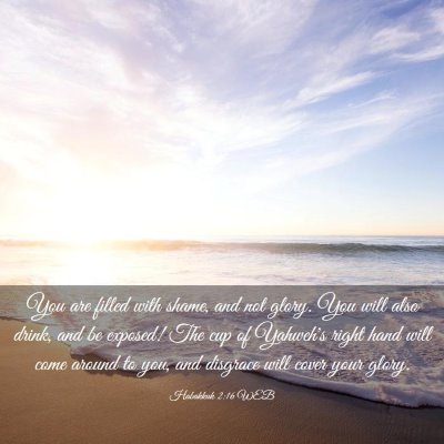 Picture 03 - Habakkuk 2:16 WEB - You are filled with shame, and not glory. You - Bible Verse Picture