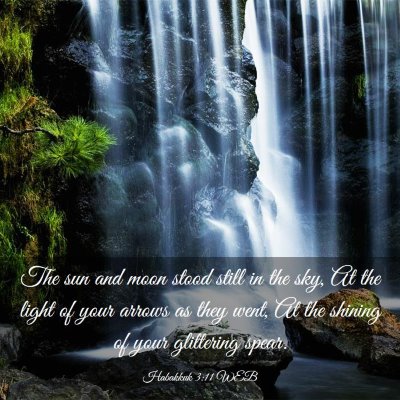Picture 03 - Habakkuk 3:11 WEB - The sun and moon stood still in the sky, At the - Bible Verse Picture
