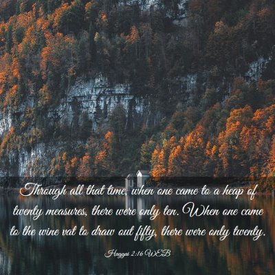 Picture 03 - Haggai 2:16 WEB - Through all that time, when one came to a heap of - Bible Verse Picture