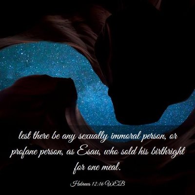 Picture 03 - Hebrews 12:16 WEB - lest there be any sexually immoral person, or - Bible Verse Picture
