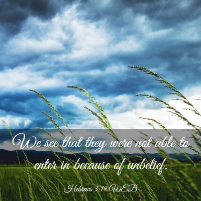 Picture 03 - Hebrews 3:19 WEB - We see that they were not able to enter in - Bible Verse Picture
