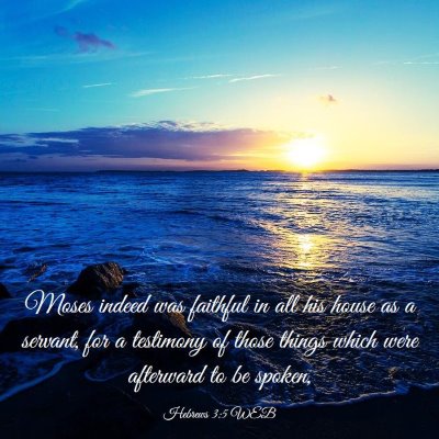 Picture 03 - Hebrews 3:5 WEB - Moses indeed was faithful in all his house as a - Bible Verse Picture