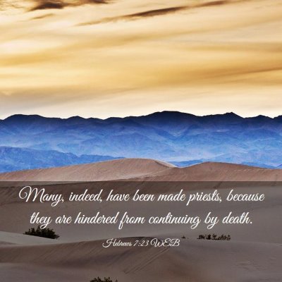 Picture 03 - Hebrews 7:23 WEB - Many, indeed, have been made priests, because - Bible Verse Picture