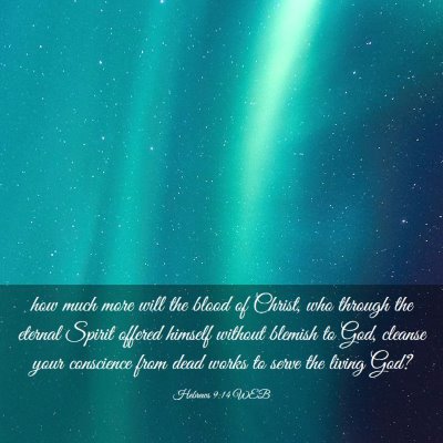 Picture 03 - Hebrews 9:14 WEB - how much more will the blood of Christ, who - Bible Verse Picture