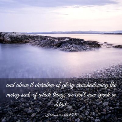 Picture 03 - Hebrews 9:5 WEB - and above it cherubim of glory overshadowing the - Bible Verse Picture