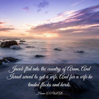Picture 03 - Hosea 12:12 WEB - Jacob fled into the country of Aram, And Israel - Bible Verse Picture