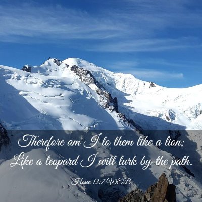 Picture 03 - Hosea 13:7 WEB - Therefore am I to them like a lion; Like a - Bible Verse Picture