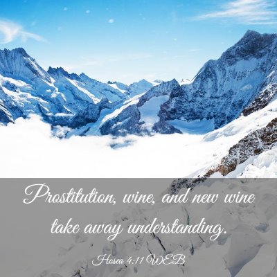 Picture 03 - Hosea 4:11 WEB - Prostitution, wine, and new wine take away - Bible Verse Picture