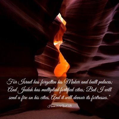 Picture 03 - Hosea 8:14 WEB - For Israel has forgotten his Maker and built - Bible Verse Picture