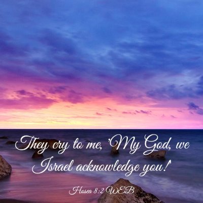 Picture 03 - Hosea 8:2 WEB - They cry to me, 'My God, we Israel acknowledge - Bible Verse Picture