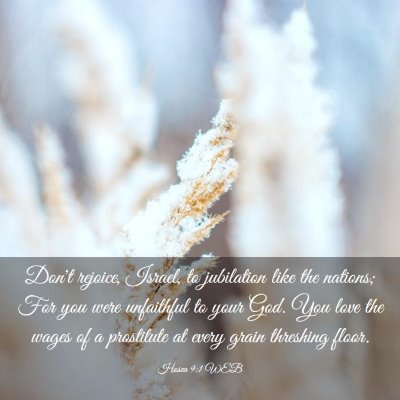 Picture 03 - Hosea 9:1 WEB - Don't rejoice, Israel, to jubilation like the - Bible Verse Picture