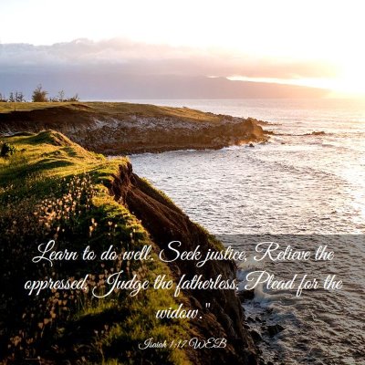Picture 03 - Isaiah 1:17 WEB - Learn to do well. Seek justice, Relieve the - Bible Verse Picture