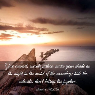 Picture 03 - Isaiah 16:3 WEB - Give counsel, execute justice; make your shade as - Bible Verse Picture