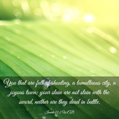 Picture 03 - Isaiah 22:2 WEB - You that are full of shouting, a tumultuous city, - Bible Verse Picture