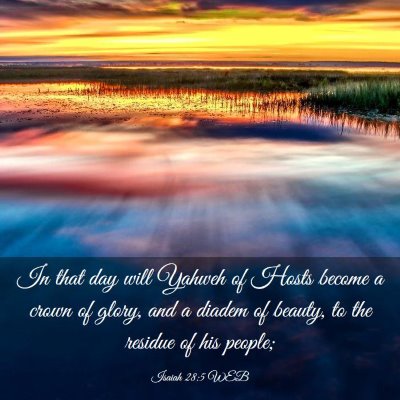 Picture 03 - Isaiah 28:5 WEB - In that day will Yahweh of Hosts become a crown - Bible Verse Picture