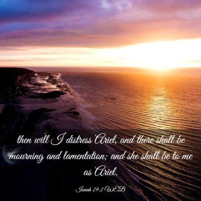 Picture 03 - Isaiah 29:2 WEB - then will I distress Ariel, and there shall be - Bible Verse Picture