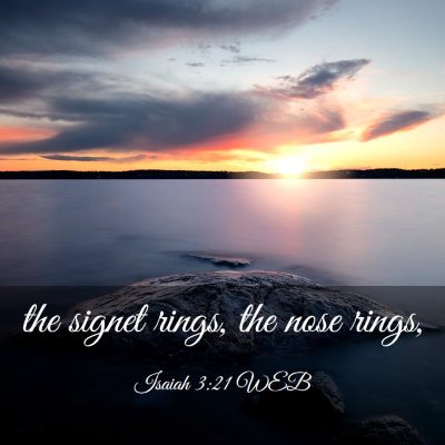 Picture 03 - Isaiah 3:21 WEB - the signet rings, the nose - Bible Verse Picture