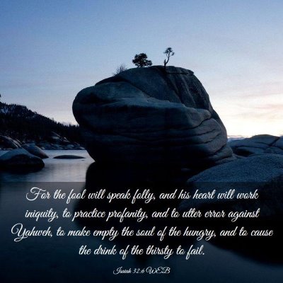 Picture 03 - Isaiah 32:6 WEB - For the fool will speak folly, and his heart will - Bible Verse Picture