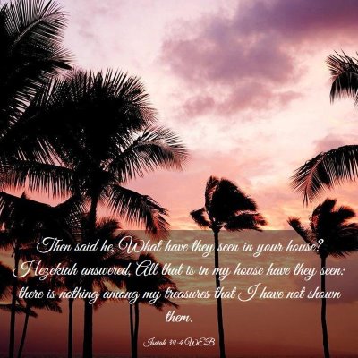 Picture 03 - Isaiah 39:4 WEB - Then said he, What have they seen in your house? - Bible Verse Picture