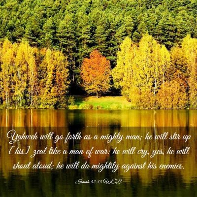 Picture 03 - Isaiah 42:13 WEB - Yahweh will go forth as a mighty man; he will - Bible Verse Picture