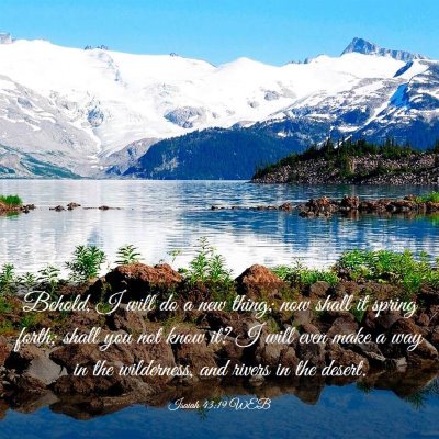Picture 03 - Isaiah 43:19 WEB - Behold, I will do a new thing; now shall it - Bible Verse Picture