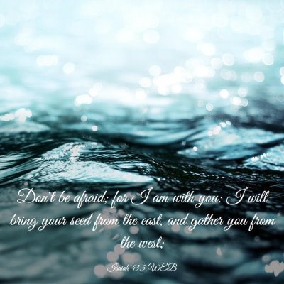 Picture 03 - Isaiah 43:5 WEB - Don't be afraid; for I am with you: I will bring - Bible Verse Picture