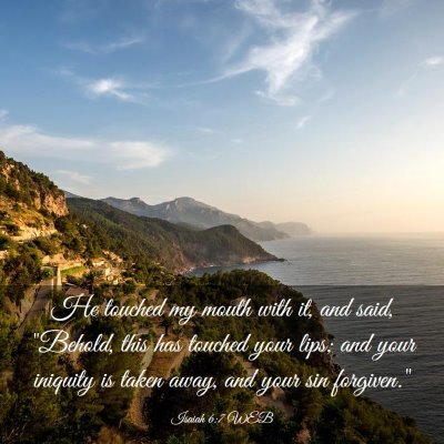 Picture 03 - Isaiah 6:7 WEB - He touched my mouth with it, and said, 