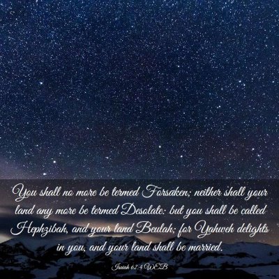 Picture 03 - Isaiah 62:4 WEB - You shall no more be termed Forsaken; neither - Bible Verse Picture