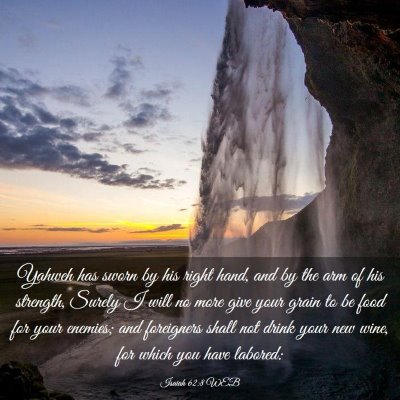 Picture 03 - Isaiah 62:8 WEB - Yahweh has sworn by his right hand, and by the - Bible Verse Picture