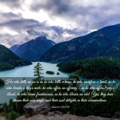 Picture 03 - Isaiah 66:3 WEB - He who kills an ox is as he who kills a man; he - Bible Verse Picture