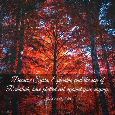 Picture 03 - Isaiah 7:5 WEB - Because Syria, Ephraim, and the son of Remaliah, - Bible Verse Picture