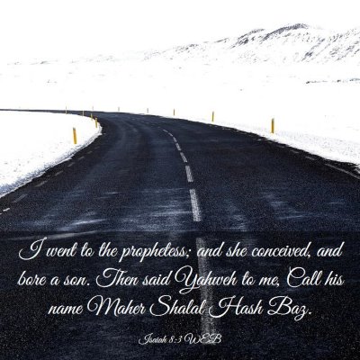 Picture 03 - Isaiah 8:3 WEB - I went to the prophetess; and she conceived, and - Bible Verse Picture
