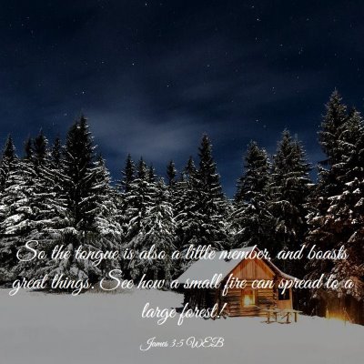 Picture 03 - James 3:5 WEB - So the tongue is also a little member, and boasts - Bible Verse Picture
