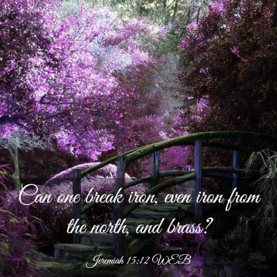 Picture 03 - Jeremiah 15:12 WEB - Can one break iron, even iron from the north, and - Bible Verse Picture