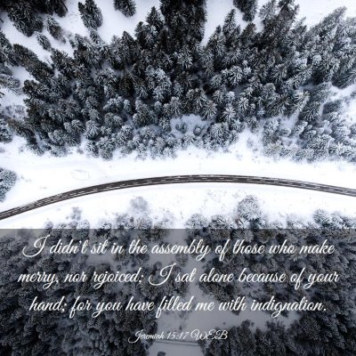 Picture 03 - Jeremiah 15:17 WEB - I didn't sit in the assembly of those who make - Bible Verse Picture
