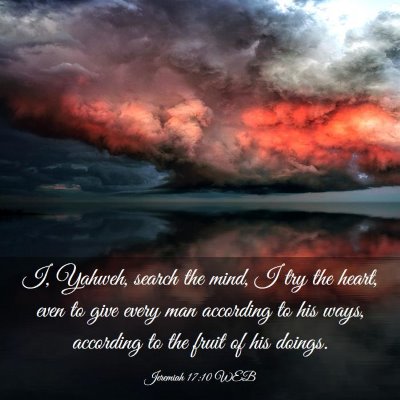 Picture 03 - Jeremiah 17:10 WEB - I, Yahweh, search the mind, I try the heart, even - Bible Verse Picture