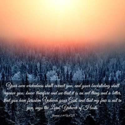 Picture 03 - Jeremiah 2:19 WEB - Your own wickedness shall correct you, and your - Bible Verse Picture