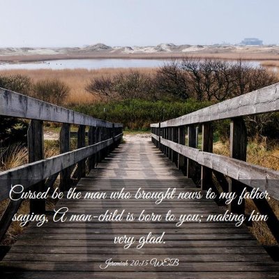 Picture 03 - Jeremiah 20:15 WEB - Cursed be the man who brought news to my father, - Bible Verse Picture