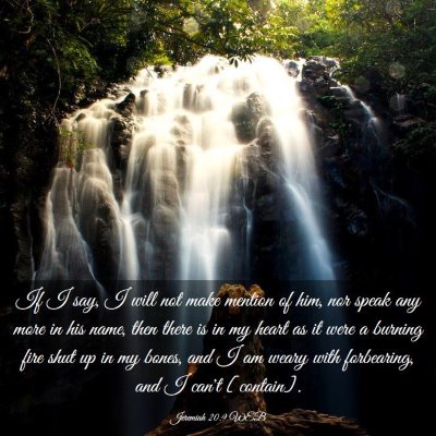 Picture 03 - Jeremiah 20:9 WEB - If I say, I will not make mention of him, nor - Bible Verse Picture