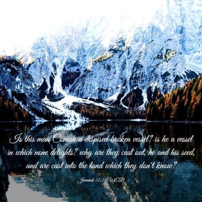 Picture 03 - Jeremiah 22:28 WEB - Is this man Coniah a despised broken vessel? is - Bible Verse Picture