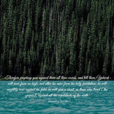 Picture 03 - Jeremiah 25:30 WEB - Therefore prophesy you against them all these - Bible Verse Picture