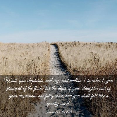 Picture 03 - Jeremiah 25:34 WEB - Wail, you shepherds, and cry; and wallow [in - Bible Verse Picture