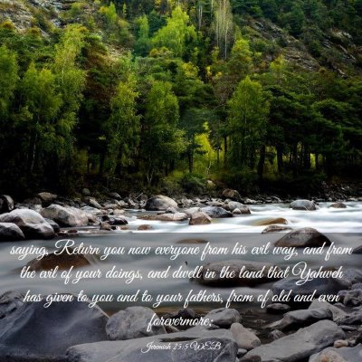 Picture 03 - Jeremiah 25:5 WEB - saying, Return you now everyone from his evil - Bible Verse Picture